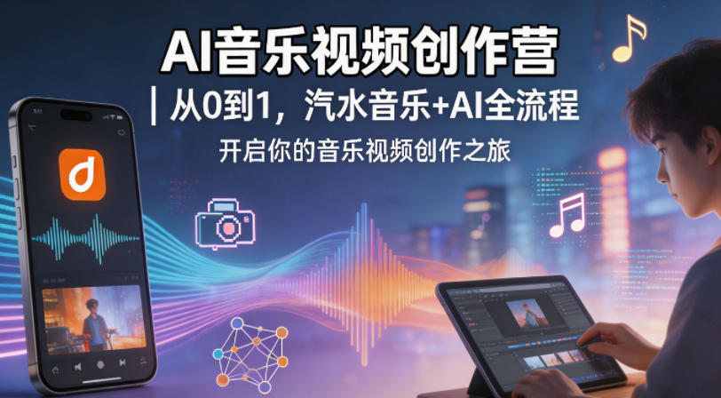 AI音乐视频创作营｜从0到1，汽水音乐+AI全流程，开启你的音乐视频创作之旅-则成副业项目资源站