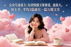 公众号流量主女孩情感文案赛道，流量大，好上手，平均3篇就有一篇万爆文章-则成副业项目资源站
