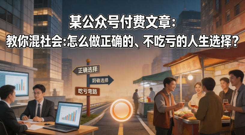 某公众号付费文章：教你混社会：怎么做正确的、不吃亏的人生选择？-则成副业项目资源站