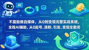 不露脸做自媒体，从0到变现完整实战系统，全程AI辅助，从0起号、涨粉、引流、变现全套闭环-则成副业项目资源站