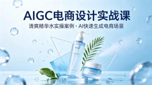 AIGC电商设计实战课，以清爽精华水为实操案例，教你用AI快速生成电商场景-则成副业项目资源站