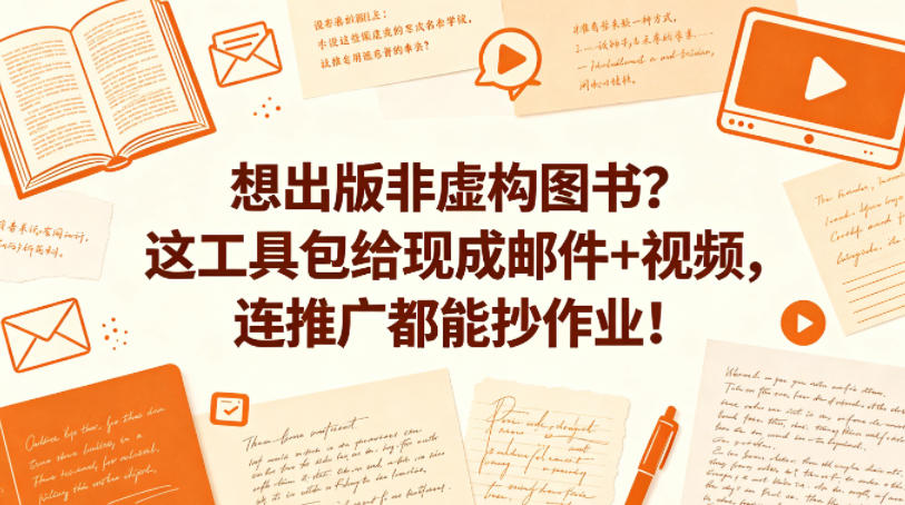 想出版非虚构图书？这工具包给现成邮件+视频，连推广都能抄作业！【原创双语字幕】-则成副业项目资源站