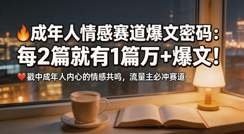 公众号流量主成年人情感心理赛道，流量最大，受众最广的主流赛道之一，平均每2篇就有1篇万爆文章-则成副业项目资源站