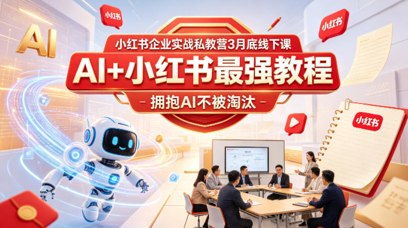 小红书企业实战私教营3月底线下课，AI+小红书最强教程，拥抱AI不被淘汰-则成副业项目资源站