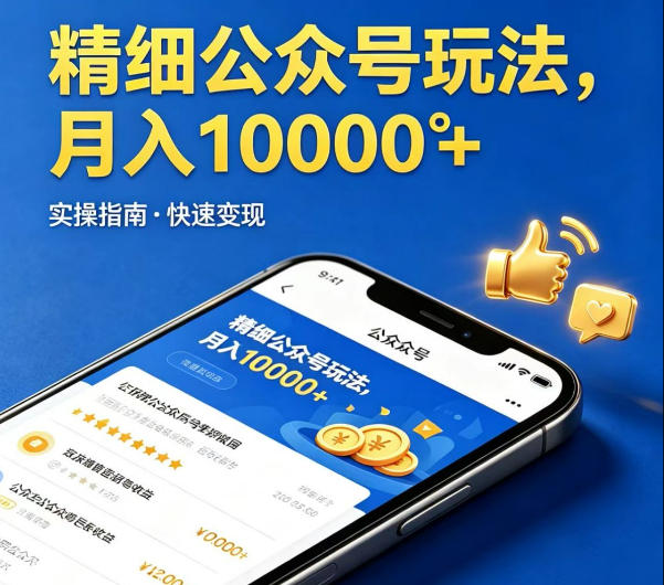精细化公众号玩法，我们给你提供文章，你来负责发布，收益可观，月入1W+【揭秘】-则成副业项目资源站
