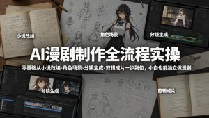 AI漫剧制作全流程实操，零基础从小说改编-角色场景-分镜生成-剪辑成片一步到位，小白也能独立做漫剧-则成副业项目资源站