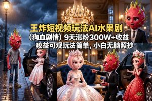 王炸短视频玩法AI水果剧（狗血剧情）9天涨粉300W+收益可观玩法简单，小白无脑照抄，详细拆解玩法-则成副业项目资源站