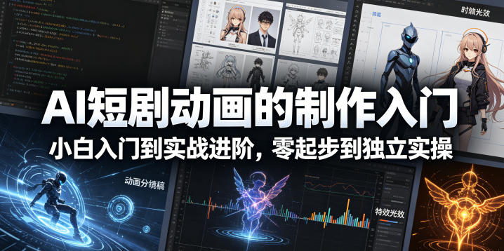 AI短剧动画的制作入门，小白入门到实战进阶，零起步到独立实操-则成副业项目资源站
