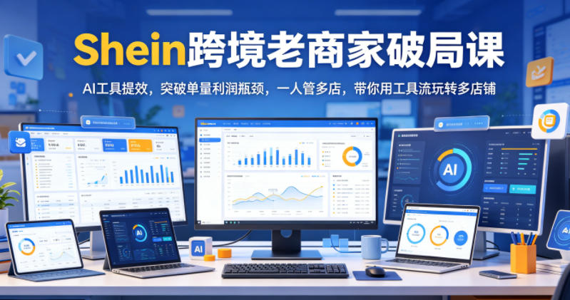Shein跨境老商家破局课，AI工具提效，突破单量利润瓶颈，一人管多店，带你用工具流玩转多店铺-则成副业项目资源站