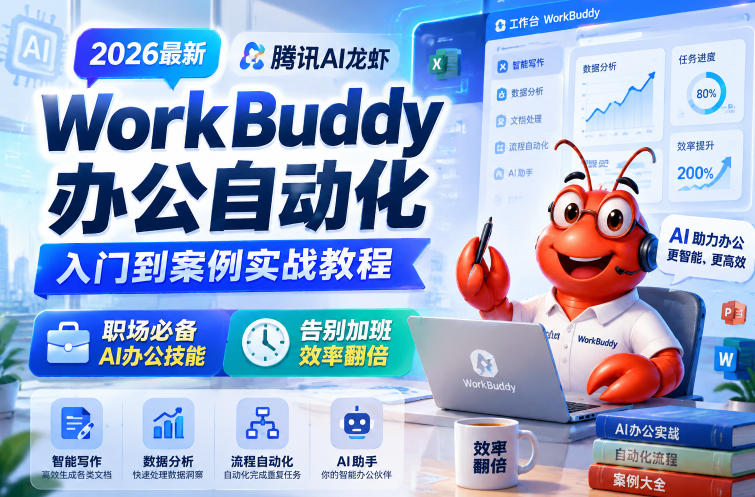 2026最新腾讯AI龙虾WorkBuddy办公自动化入门到案例实战教程，职场必备AI办公技能，告别加班，效率翻倍-则成副业项目资源站