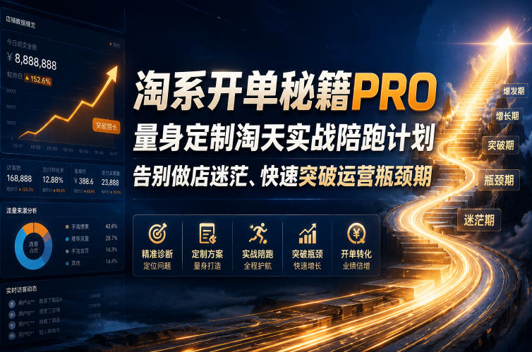 淘系开单秘籍PRO，量身定制淘天实战陪跑计划，告别做店迷茫、快速突破运营瓶颈期（2026年6月22日）-则成副业项目资源站