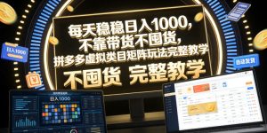 每天稳稳日入1000，不靠带货不囤货，拼多多虚拟类目矩阵玩法完整教学【揭秘】-则成副业项目资源站