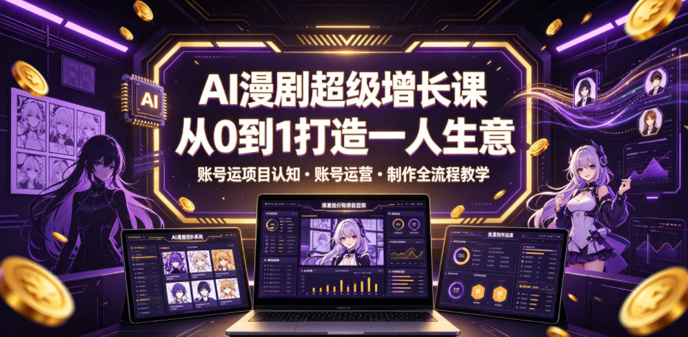 AI漫剧超级增长课，从0到1打造一人生意，项目认知・账号运营・制作全流程教学-则成副业项目资源站