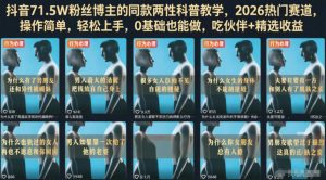 抖音71.5W粉丝博主的同款两性科普教学，2026热门赛道，操作简单，轻松上手，0基础也能做，吃伙伴+精选收益-则成副业项目资源站