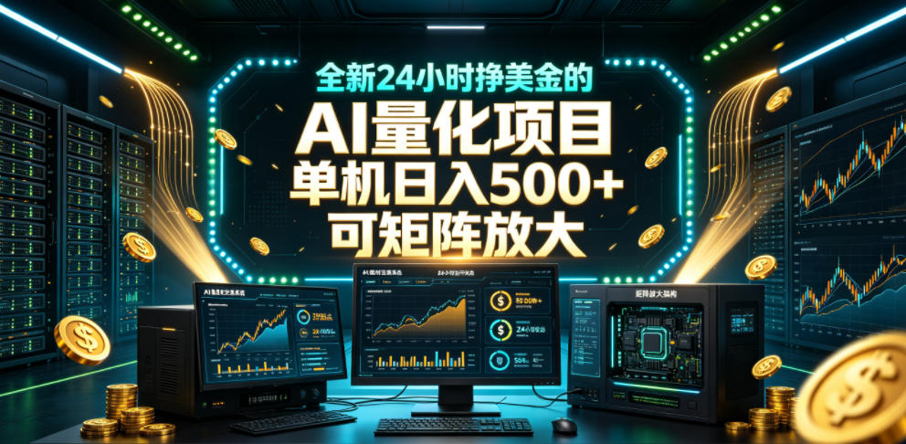 全新24小时挣美金的AI量化项目，单机日入500+，每天见收益，可矩阵放大【揭秘】-则成副业项目资源站