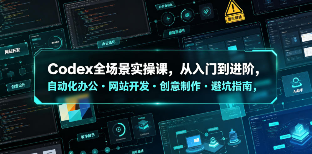Codex全场景实操课，从入门到进阶，自动化办公・网站开发・创意制作・避坑指南，全流程教学-则成副业项目资源站