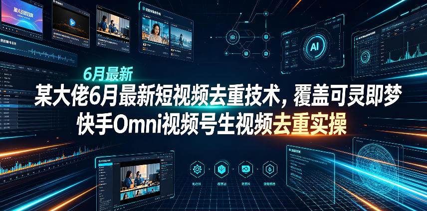 某大佬6月最新短视频去重技术，覆盖可灵即梦快手Omni视频号生视频去重实操-则成副业项目资源站