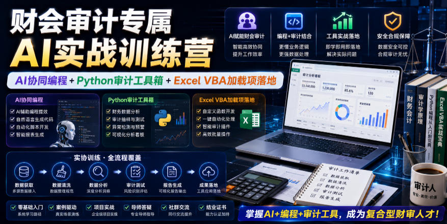 财会审计专属AI实战训练营｜AI协同编程+Python审计工具箱+Excel VBA加载项落地-则成副业项目资源站