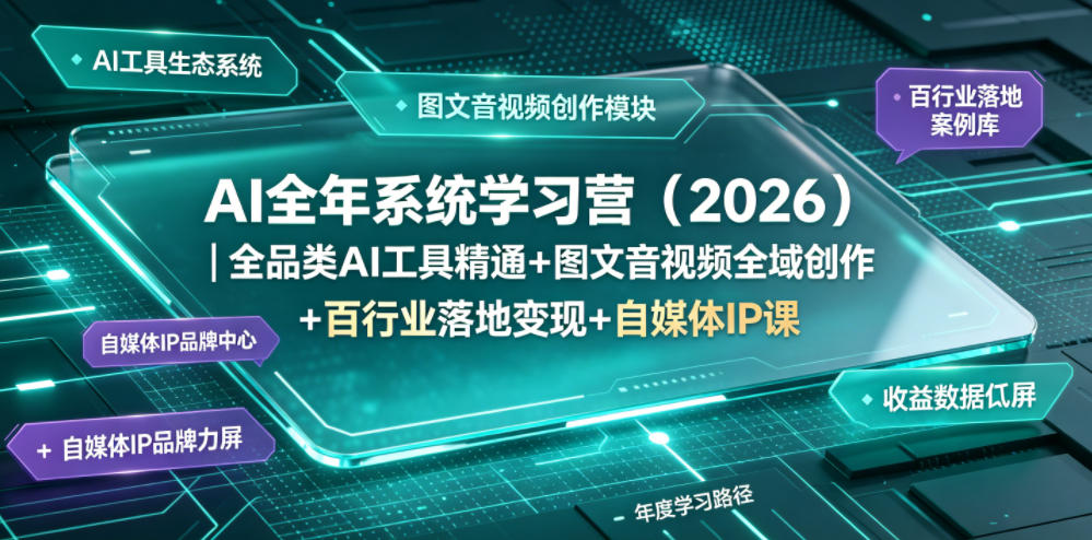 AI全年系统学习营（2026）｜全品类AI工具精通+图文音视频全域创作+百行业落地变现+自媒体IP打造年度进阶大课-则成副业项目资源站