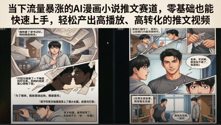 当下流量暴涨的AI漫画小说推文赛道，零基础也能快速上手，轻松产出高播放、高转化的推文视频-则成副业项目资源站
