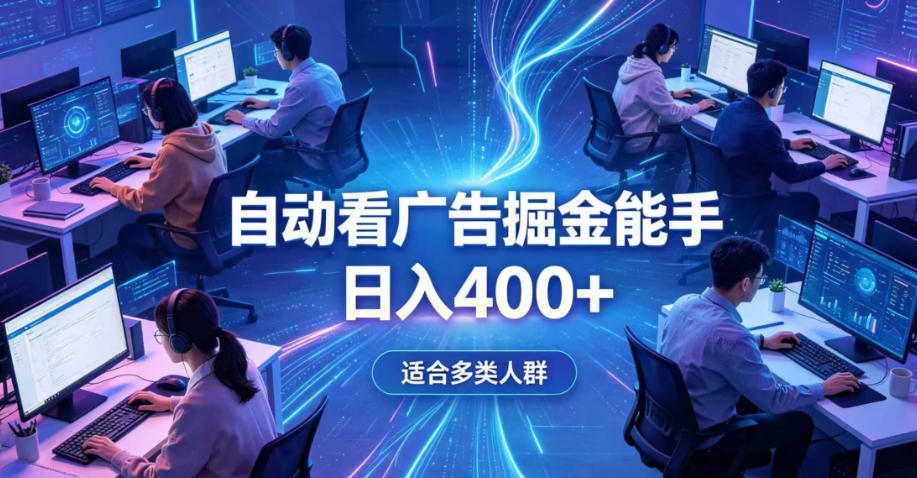 全脚本0基础自动看广告，单日收益400+，别再找高门槛副业，项目简单上手，收益看得见，没有复杂操作，AI全自动，设置一次全天自动跑收益【揭秘】-则成副业项目资源站