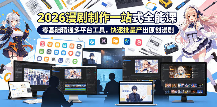 2026 AI漫剧制作一站式全能课，零基础精通多平台工具，快速批量产出原创漫剧-则成副业项目资源站