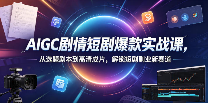 AIGC剧情短剧爆款实战课，从选题剧本到高清成片，解锁短剧副业新赛道-则成副业项目资源站