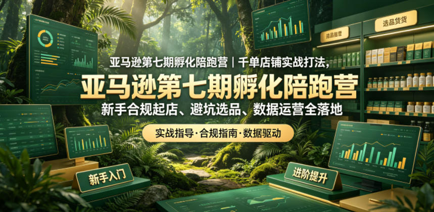 亚马逊第七期孵化陪跑营｜千单店铺实战打法，新手合规起店、避坑选品、数据运营全落地（更新0625）-则成副业项目资源站