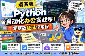 漫画版Python自动化办公实战课｜零基础趣味学编程，全场景办公提效、批量搞定报表文档、解放双手进阶职场-则成副业项目资源站