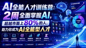 AI全能人才训练营：2周全面掌握AI，超越市面上80%的人，助力你成为AI全能型人才-则成副业项目资源站