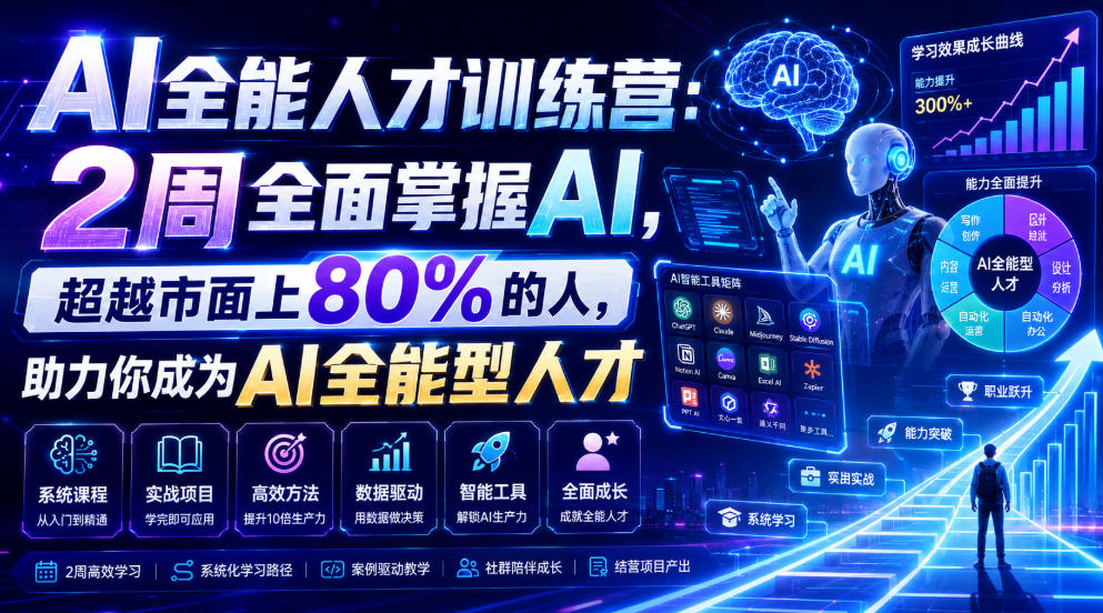 AI全能人才训练营：2周全面掌握AI，超越市面上80%的人，助力你成为AI全能型人才-则成副业项目资源站