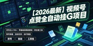 【2026最新】视频号点赞全自动挂G项目，双号日入700+，零基础保姆级教程（附全套工具）【揭秘】-则成副业项目资源站