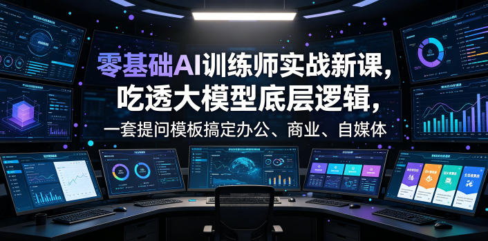 零基础AI训练师实战课，吃透大模型底层逻辑，一套提问模板搞定办公、商业、自媒体、设计、生活全场景AI落地应用-则成副业项目资源站