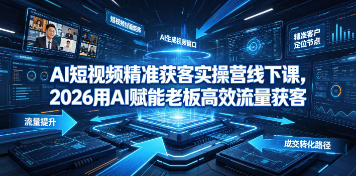 AI短视频精准获客实操营6月10-14号线下课，2026用AI赋能老板高效流量获客-则成副业项目资源站