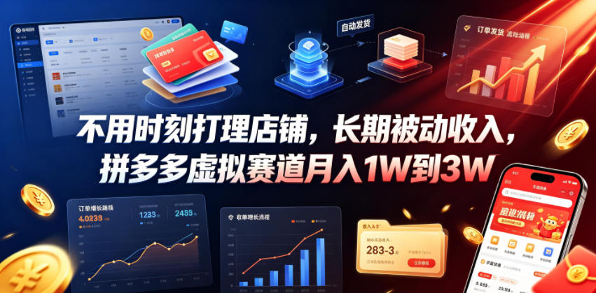 不用时刻打理店铺，长期被动收入，拼多多虚拟赛道月入1W到3W【揭秘】-则成副业项目资源站
