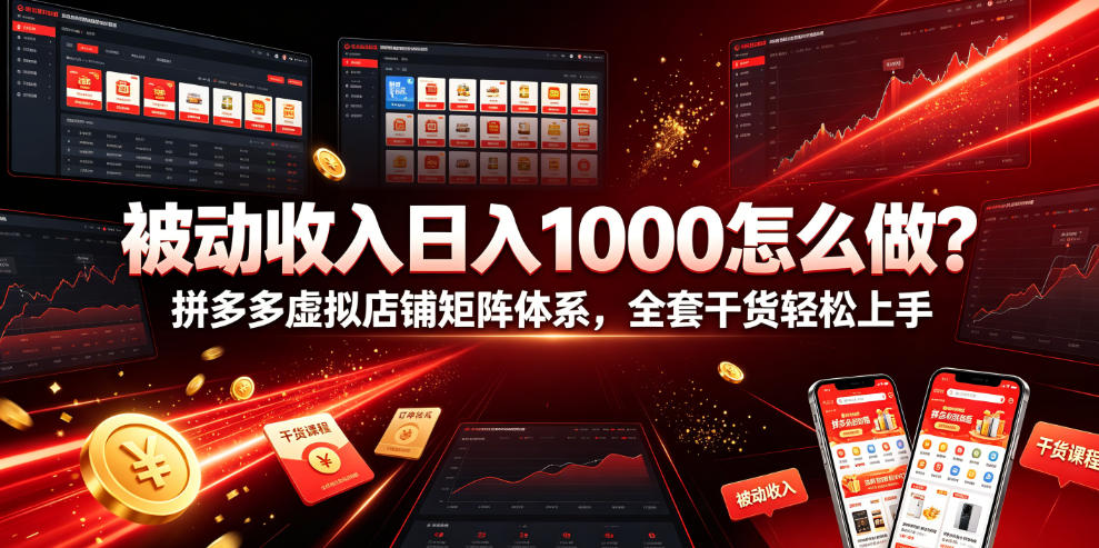 被动收入日入1000怎么做？拼多多虚拟店铺矩阵体系，全套干货轻松上手【揭秘】-则成副业项目资源站