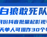 白狼敢死队最新抖音短视频批量起影视号（一天单人可操作30个号）视频课程-则成副业项目资源站