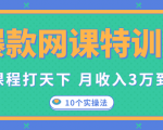 爆款网课特训营,一套课程打天下,网课变现的10个实操法,月收入3万到10万-则成副业项目资源站