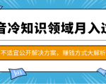 抖音冷知识领域月入过万项目,不适宜公开解决方案 ,抖音赚钱方式大解析!-则成副业项目资源站