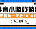 赚钱计划：抖音小游戏蓝海项目，无粉丝一天收入5000+-则成副业项目资源站