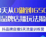 抖品牌店播5天流量训练营:28天从0做到1650万抖音品牌店播玩法揭秘-则成副业项目资源站