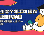 20多个新手可操作的副业赚钱项目：业余时间0基础日入几500+实操分享-则成副业项目资源站
