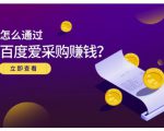 大王·怎么通过百度爱采购赚钱，已经通过百度爱采购完成200多万的销量-则成副业项目资源站