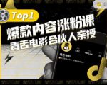 【毒舌电影合伙人亲授】抖音爆款内容涨粉课，5000万抖音大号首次披露涨粉机密-则成副业项目资源站