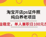 淘宝开店ps证件照，纯白养老项目，单人兼职稳定日100元(教程+软件+素材)-则成副业项目资源站