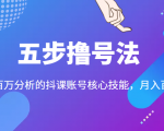 五步撸号法，掌握百万分析的抖课账号核心技能，从逻辑到实操-则成副业项目资源站