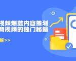 带货短视频爆款内容策划，关于电商视频的独门秘籍（价值499元）-则成副业项目资源站