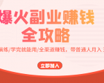 爆火副业赚钱全攻略：实打实演练/学完就能用/全渠道赚钱，带普通人月入３万元-则成副业项目资源站