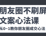 朋友圈不刷屏文案心法课 人人都要懂的商业逻辑 从0~1教你朋友圈成交心法-则成副业项目资源站