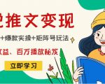 小说推文训练营：引流技巧+爆款实操+矩阵号玩法，百倍效益、百万播放秘笈-则成副业项目资源站